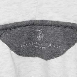 Brunello Cucinelli Grey Cotton and Nylon Zip Front Hoodie S