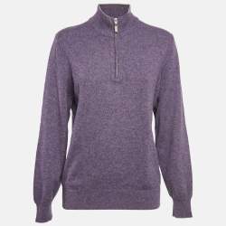 Pre Owned Brunello Cucinelli Purple Cashmere High Neck Sweater L