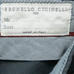 Pre Owned Brunello Cucinelli Grey Cotton Leisure Fit Pants S