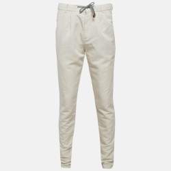 Brunello Cucinelli Beige Linen Blend Draw String Leisure Fit Pants S