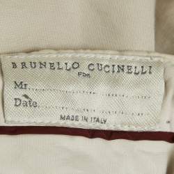Brunello Cucinelli Beige Linen Blend Draw String Leisure Fit Pants S
