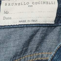 Pre Owned Brunello Cucinelli Navy Blue Faded Denim Leisure Fit Jeans S Waist"