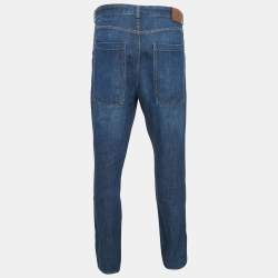 Pre Owned Brunello Cucinelli Navy Blue Faded Denim Leisure Fit Jeans S Waist"