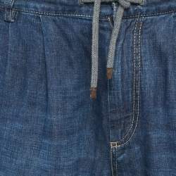 Pre Owned Brunello Cucinelli Navy Blue Faded Denim Leisure Fit Jeans S Waist"