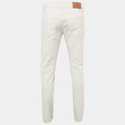 Pre Owned Brunello Cucinelli Beige Denim Traditional Fit Jeans S Waist 34"