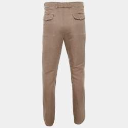 Pre Owned Brunello Cucinelli Beige Cotton Leisure Fit Trousers S