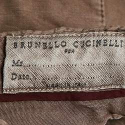Pre Owned Brunello Cucinelli Beige Cotton Leisure Fit Trousers S