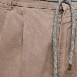 Pre Owned Brunello Cucinelli Beige Cotton Leisure Fit Trousers S