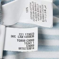 Pre Owned Brunello Cucinelli White/Blue Stripe Cotton Half Placket Shirt M