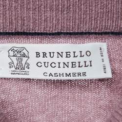 Brunello Cucinelli Pink Cashmere Mock Neck Zip-Up Cardigan L