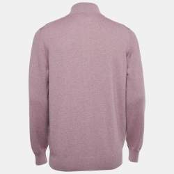 Brunello Cucinelli Pink Cashmere Mock Neck Zip-Up Cardigan L