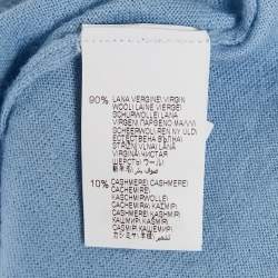 Pre Owned Brunello Cucinelli Blue Wool Blend Zip-Up Cardigan L