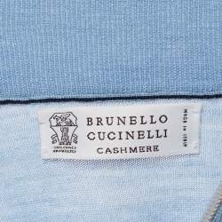 Pre Owned Brunello Cucinelli Blue Wool Blend Zip-Up Cardigan L