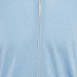 Pre Owned Brunello Cucinelli Blue Wool Blend Zip-Up Cardigan L