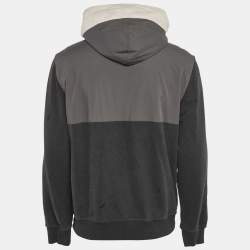 Pre Owned Brunello Cucinelli Grey Corduroy Trim Cotton and Nylon Hooded Jacket L