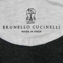 Pre Owned Brunello Cucinelli Grey Corduroy Trim Cotton and Nylon Hooded Jacket L