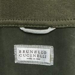 Brunello Cucinelli Green Ribbed Trim Suede Buttoned Jacket XL