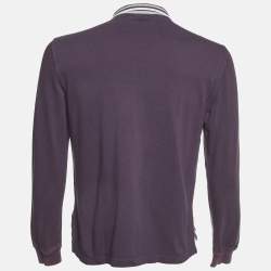 Brunello Cucinelli Purple Cotton Long Sleeve Polo T-Shirt M