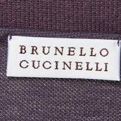 Brunello Cucinelli Purple Cotton Long Sleeve Polo T-Shirt M