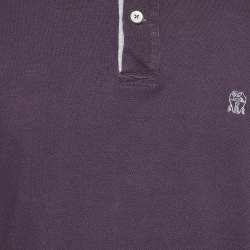 Brunello Cucinelli Purple Cotton Long Sleeve Polo T-Shirt M