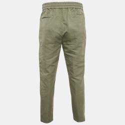 Brunello Cucinelli Green Linen Blend Draw String Leisure Fit Pants S
