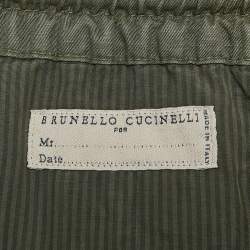 Brunello Cucinelli Green Linen Blend Draw String Leisure Fit Pants S