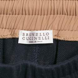 Brunello Cucinelli Navy Blue Cotton Knit Contrast Trimmed Sweatpants XS