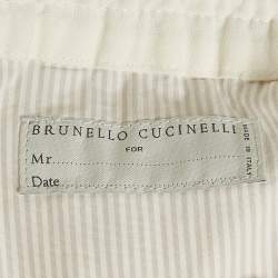 Brunello Cucinelli White Cotton Draw String Leisure Fit Pants M