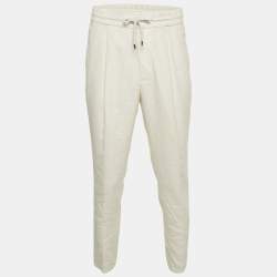Brunello Cucinelli White Cotton Draw String Leisure Fit Pants M