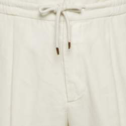 Brunello Cucinelli White Cotton Draw String Leisure Fit Pants M