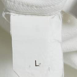 Pre Owned Brunello Cucinelli White Cotton Pique Long Sleeve Long Shirt L