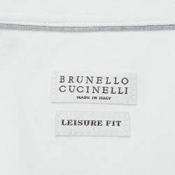 Pre Owned Brunello Cucinelli White Cotton Pique Long Sleeve Long Shirt L
