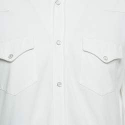 Pre Owned Brunello Cucinelli White Cotton Pique Long Sleeve Long Shirt L
