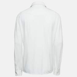 Pre Owned Brunello Cucinelli White Cotton Pique Long Sleeve Long Shirt L