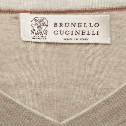 Brunello Cucinelli Grey Cotton Knit V-neck T-Shirt L