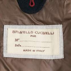 Pre Owned Brunello Cucinelli Navy Blue Cashmere Detachable Hood Down Jacket S