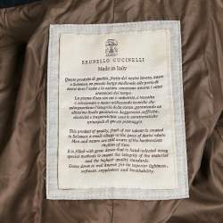 Pre Owned Brunello Cucinelli Navy Blue Cashmere Detachable Hood Down Jacket S