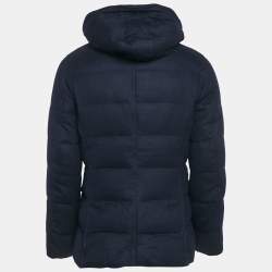 Pre Owned Brunello Cucinelli Navy Blue Cashmere Detachable Hood Down Jacket S