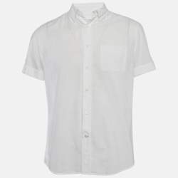 Brunello Cucinelli White Cotton Buttoned Half Sleeve Shirt L