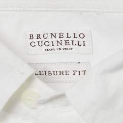 Brunello Cucinelli White Cotton Buttoned Half Sleeve Shirt L