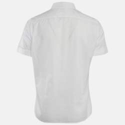 Brunello Cucinelli White Cotton Buttoned Half Sleeve Shirt L