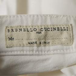 Pre Owned Brunello Cucinelli White Denim Traditional Fit Jeans L Waist 34"