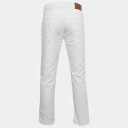 Pre Owned Brunello Cucinelli White Denim Traditional Fit Jeans L Waist 35"