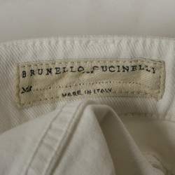 Pre Owned Brunello Cucinelli White Denim Traditional Fit Jeans L Waist 35"