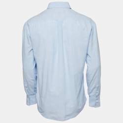 Brunello Cucinelli Blue Cotton Long Sleeve Basic Fit Shirt M