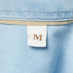 Pre Owned Brunello Cucinelli Blue Cotton Slim Fit Shirt M