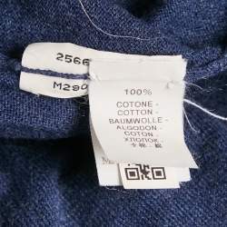 Brunello Cucinelli Blue Cotton Knit V-Neck Sweatshirt L