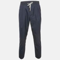 Brunello Cucinelli Navy Blue Cotton Leisure Fit Pants L