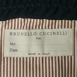 Brunello Cucinelli Navy Blue Cotton Leisure Fit Pants L
