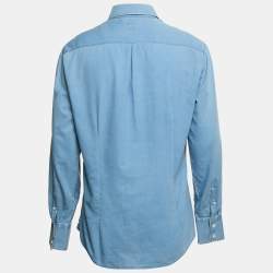 Brunello Cucinelli Blue Cotton Button Front Slim Fit Shirt L